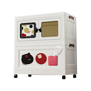 封闭式防带砂猫厕所双层顶入式猫砂柜防臭防带砂超大号猫砂盆收纳