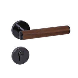 【香氛门锁】名门静音卧室房间室内锁具黑胡桃木中古风木门门把手