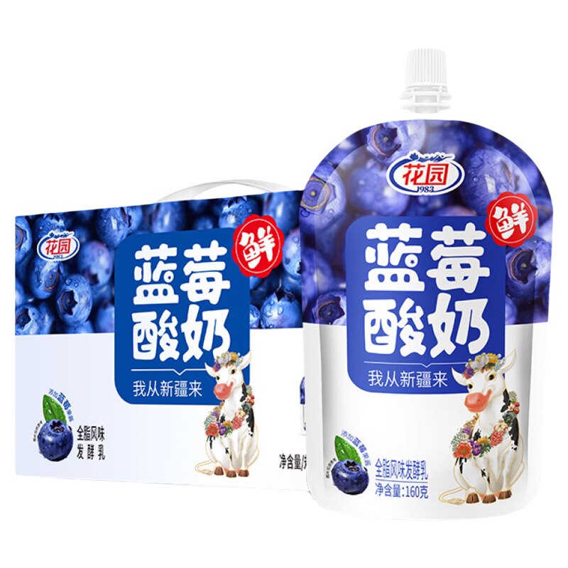 花园蓝莓酸奶160g*12袋/箱凤味乳