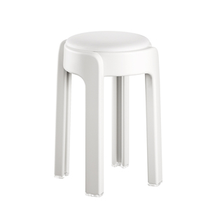 日本塑料软包凳子可叠放家用加厚结实耐用圆凳客人备用餐桌高椅子