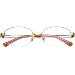 超轻老钱风半框眼镜近视女度数可配大脸格雷系金丝素颜backbone