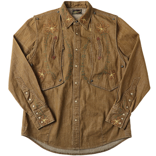 西部系列鸦葱7.8OZ细竹节斜纹卡其色水洗蜂窝绣花 MBBCAR窄幅