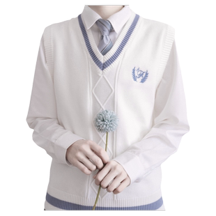 【颜沐溪】 北羽高 原创jk/dk背心间色毛衣 男女情侣款马甲针织衫