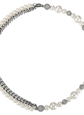 原创古巴拼接嘻哈风珍珠项链