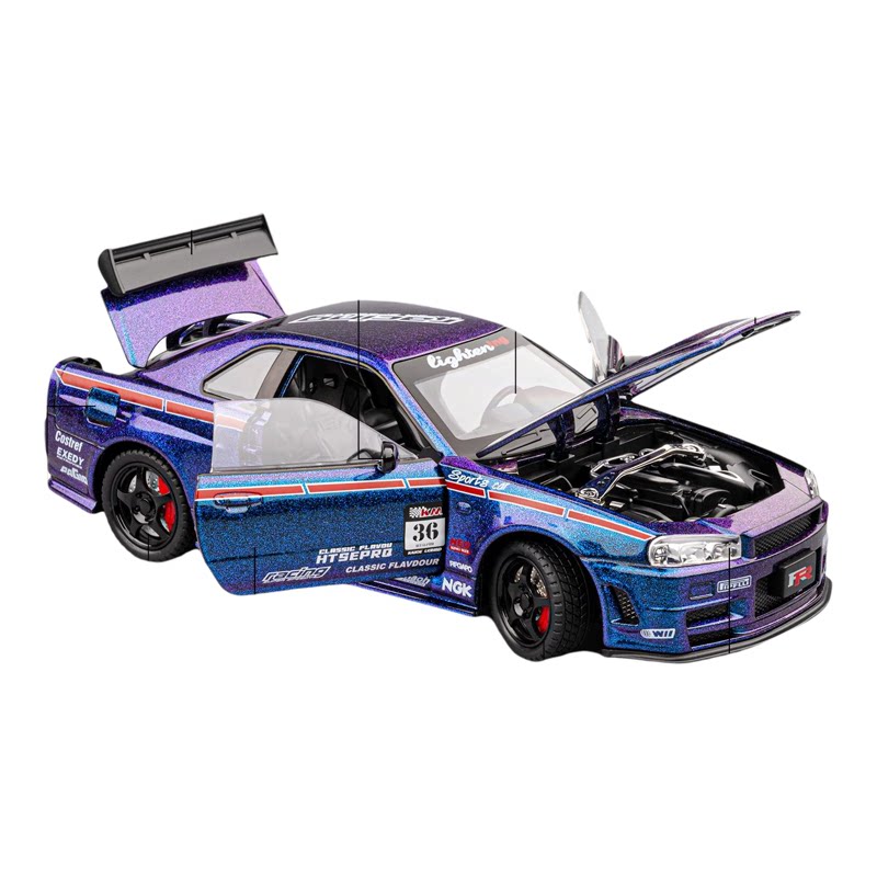 124日产GTR-R34合金车模玩具车