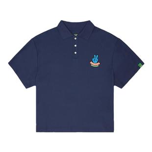 Melting Sadness春夏季比耶刺绣章短袖纯棉舒适休闲Polo