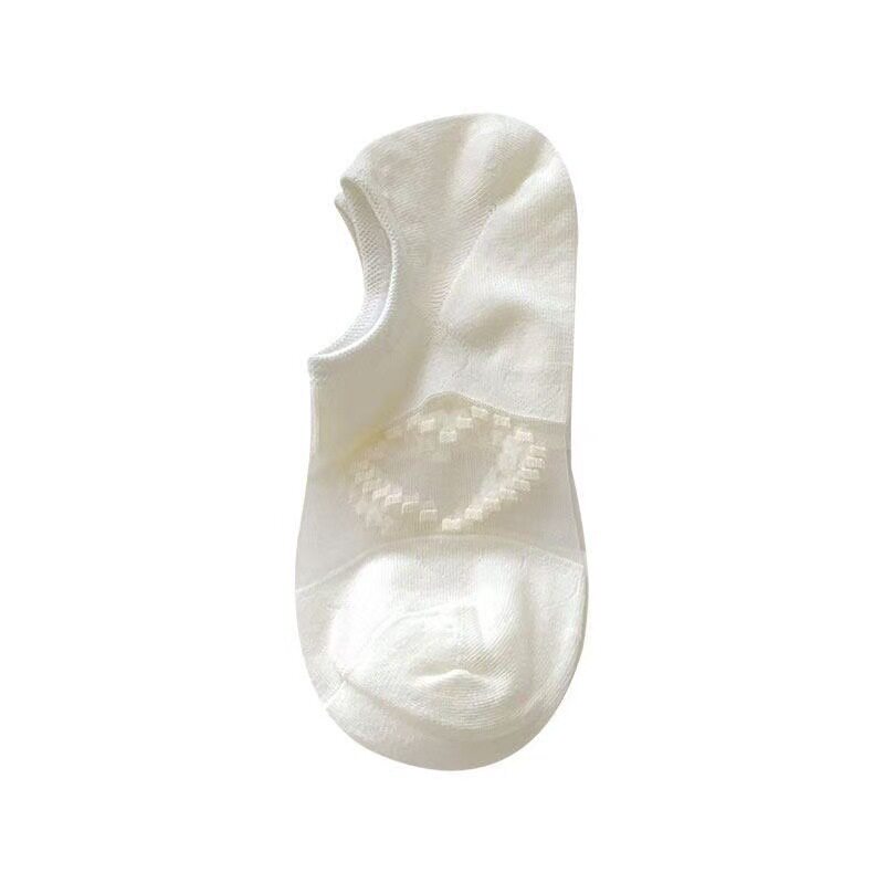 白色冰丝爱心隐形袜超薄透气船袜