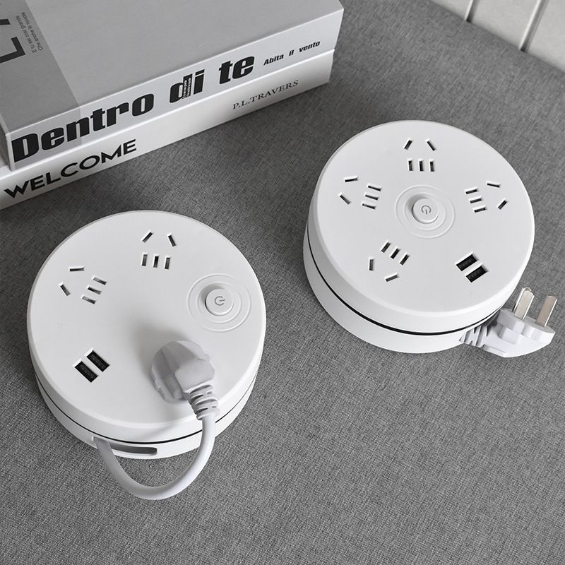 可收纳线插座智能USB带线板插家用排插伸缩绕线排插接线板延长线