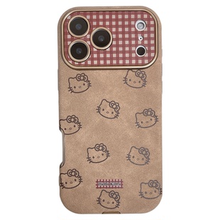 北比美拉德复古棕色猫咪适用苹果17promax手机壳iphone16新款15pro大视窗17少女14pm可爱15秋冬16pro全包简约