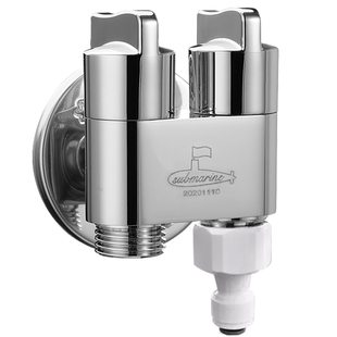 潜水艇净水器进水三通角阀一进二出全铜前置过滤器家用分水阀接头