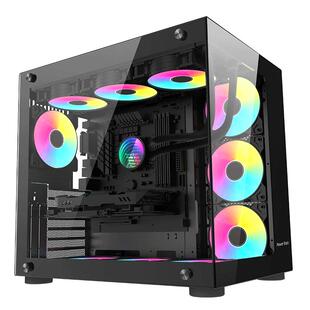 动力火车琉璃梦境海景房无立柱台式matx水冷侧透游戏itx电脑机箱