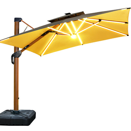 莫家户外伞庭院伞液压伞日夜两用LED带灯遮阳伞3秒自动开伞新品