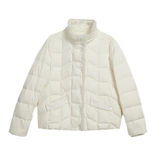 YINER音儿专选女装秋季法式短款轻薄保暖水貂毛包边立领羽绒服