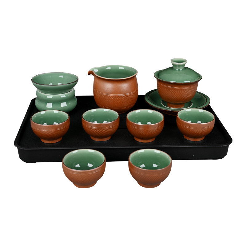 青瓷手工跳刀功夫茶具套装