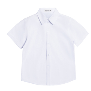 儿童白色衬衫长袖小学生男童表演出服毕业拍照运动会短袖女童衬衣
