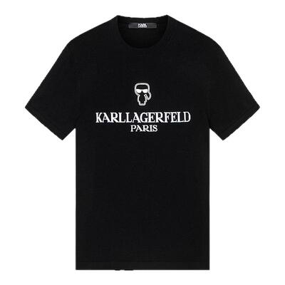 KARL LAGERFELD卡尔夏季新款商务KL刺绣棉质短袖T恤老佛爷潮男装