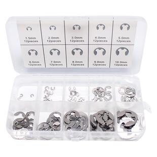 304不锈钢开口挡圈 E型卡簧扣组合套装M1.0-M10 卡扣垫圈e形卡环