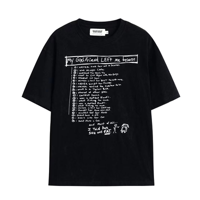 KV分手原因恶搞标语短袖T恤