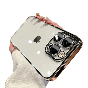 适用苹果14手机壳15promax新款iphone13高级感12自带镜头膜14pro男透明16简约plus保护套女全包防摔电镀硬壳
