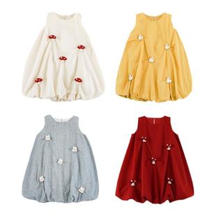 幼悠女童手缝塞棉立体玩偶花苞裙春夏季萌趣可爱清凉灵动连衣裙潮