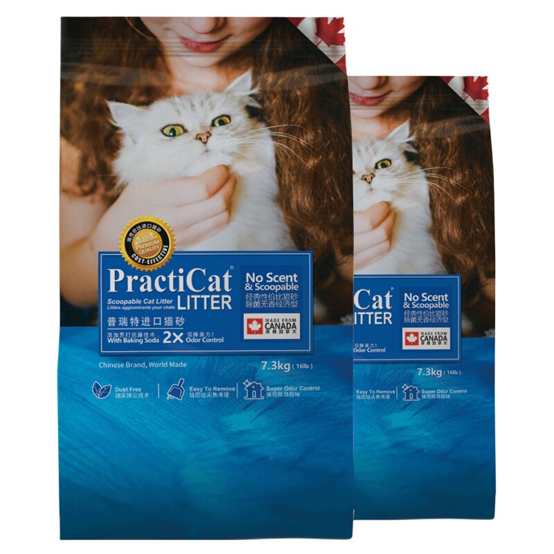 加拿大PractiCat普瑞特矿石膨润土结团除臭猫砂7.3公斤每包自动