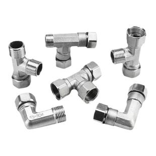 304不锈钢活接三通4分加厚内外丝弯头燃气热水器分水管接头配件