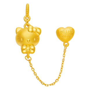 999黄金KT猫爱心气球手链3D硬金足金hellokitty蝴蝶结转运珠手串