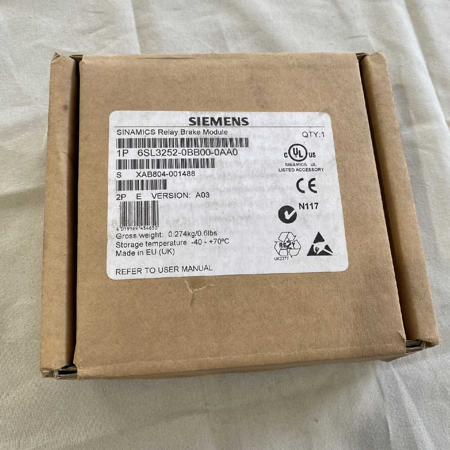 议价西门子抱闸继电器功率模块6SL3252-0BB00-0AA0制动继电器