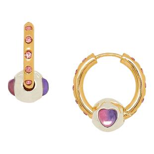 Oups博主同款渐变色彩球耳环个性小众彩色宝石s925耳饰礼物女原创