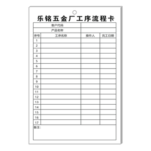 【五金厂工序流程卡】定制加工车间生产工艺流转卡物料流动标识卡