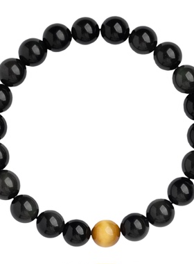 10A级女黑曜石个性简约手链手串