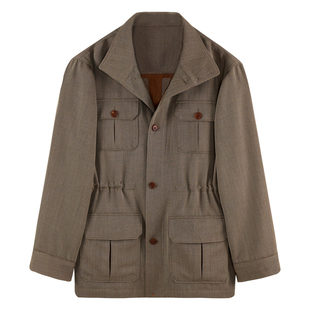 Acme cultum羊毛骑兵呢羊皮拼接立领猎装夹克男老钱廓形休闲外套