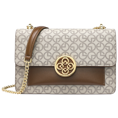 金利来女士包包2025新款PVC复古印花单肩斜挎包通勤百搭风琴包潮