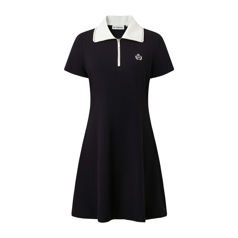 【夏季新品】GOLDEN BEAR/金熊女士2026短袖POLO领针织连衣裙