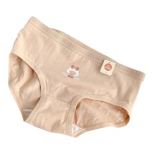 可爱电波~5条A类内裤纯棉少女学生5A抗菌奶油色舒适女生中腰无痕