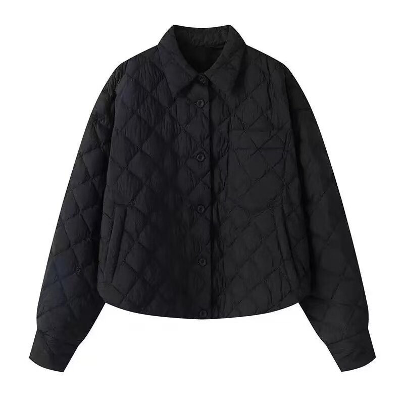 短款轻薄衬衫领羽绒服