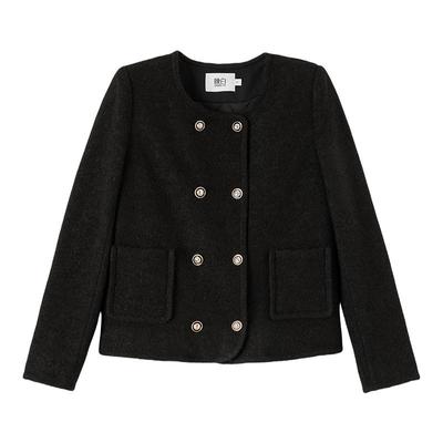 晚白复古轻奢羊毛夹棉外套