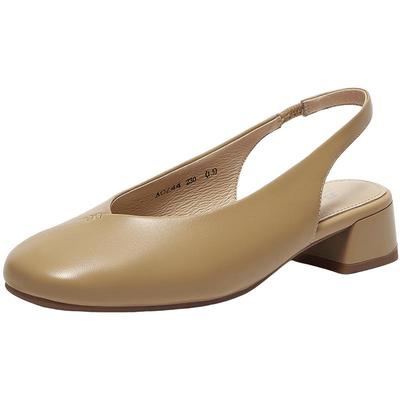 Bata包头凉鞋女2025春商场新款羊皮通勤百搭粗跟软底凉鞋AOZ44AH5