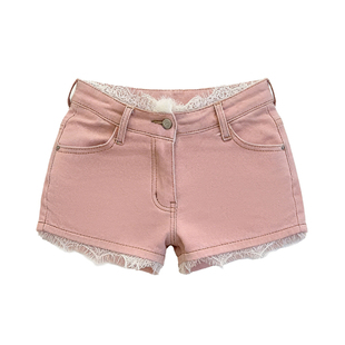 李李服饰V腰蕾丝花边丰胯牛仔短裤女2026春季纯欲低腰显瘦热裤子
