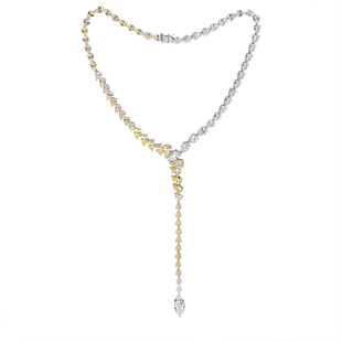 仿真925纯银莫桑钻Y型黄钻石水滴钻石项链女 时尚晚宴项链 名媛款