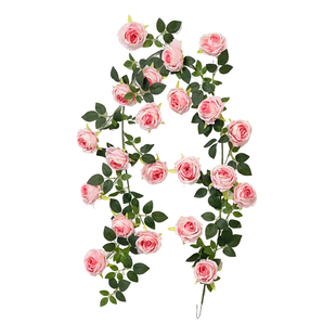 芬德拉仿真玫瑰花藤假花塑料藤条壁挂装饰花墙造景景区门头花艺条