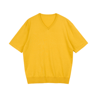 康赛妮羊绒棉V领针织短袖T恤