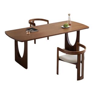 出乎生活磐石餐桌北美黑胡桃木中古风长方形大板桌客厅书桌工作台