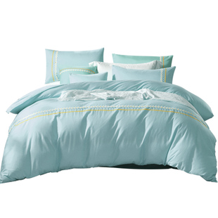 富安娜家纺四件套酒店床品套件简约纯棉全棉被套宿舍民宿床上用品