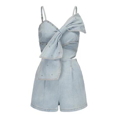 GIMING吊带烫钻牛仔时尚连身裤