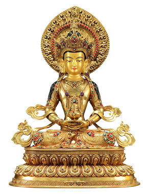 全鎏金常寿佛铜像摆件