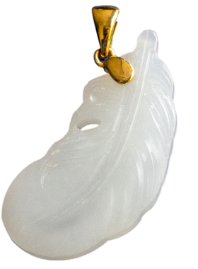 白玉羽毛金镶玉和田玉女