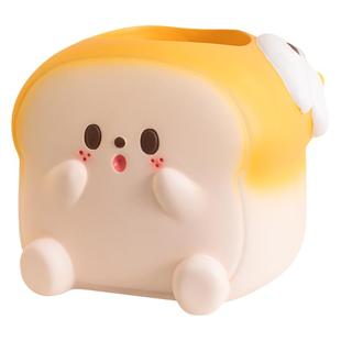 卡通吐司笔筒学生桌面摆件收纳盒办公室装饰品实用女生生日小礼物