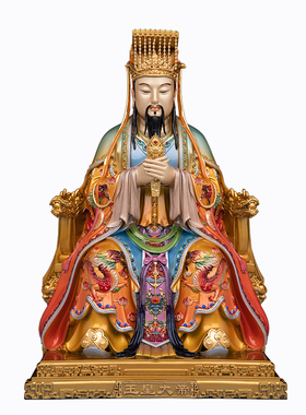 纯铜玉帝玉母神像摆件