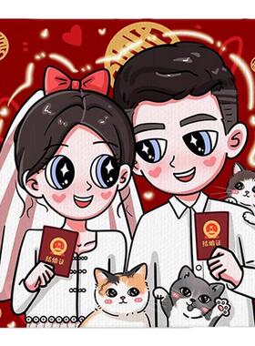 星蝶公主装饰画情侣人像卡通画像手绘定制diy新婚礼物装饰油挂画